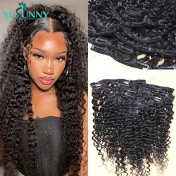 PU Clip In Hair Extensions Human Hair Loose Curly For Black Women Burmese Weft Clip Ins Extensions Curly 240g For Full Head