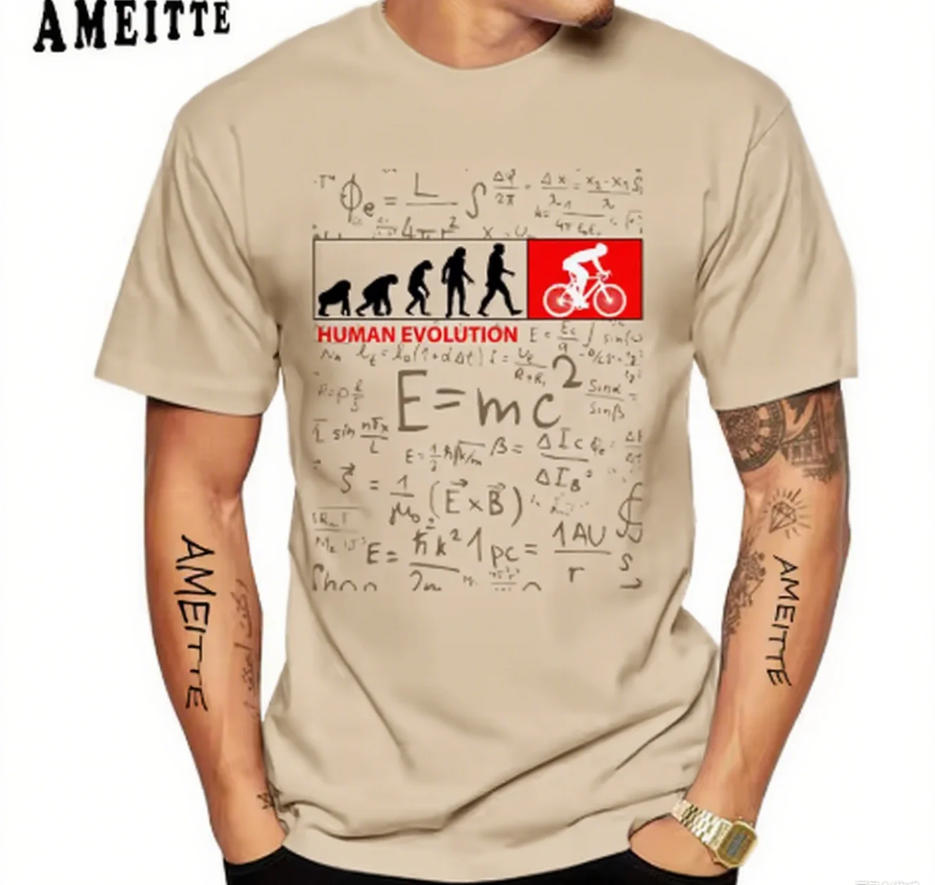 

Хлопковая футболка AMEITTE, футболка с рисунком Human Evolution Bike Print Science Formula для фанатов на велосипеде, Новое поступление, футболка S-4XL