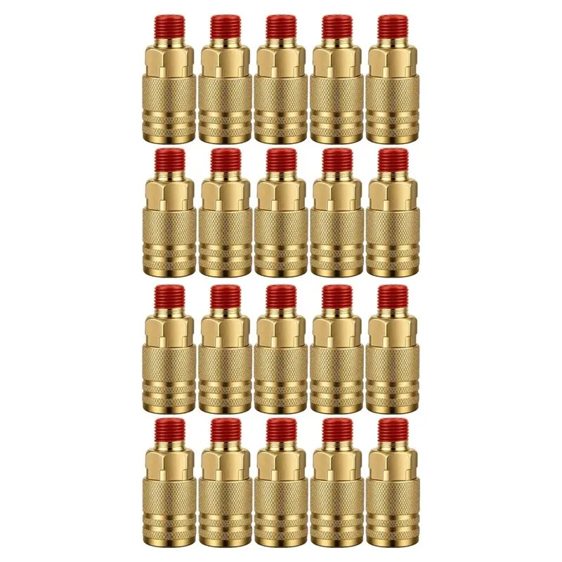 AAAN-Brass Female External Thread Connector, 1/4 NPT Quick-Connect Hose(20 Pcs), Air Compressor Inflation Hose Adapter