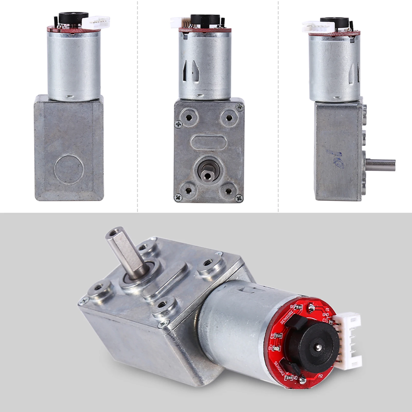 DC 12V Reduction Motor High Torque Worm Geared Motor Reduction Motor with Encoder Srong Self Locking