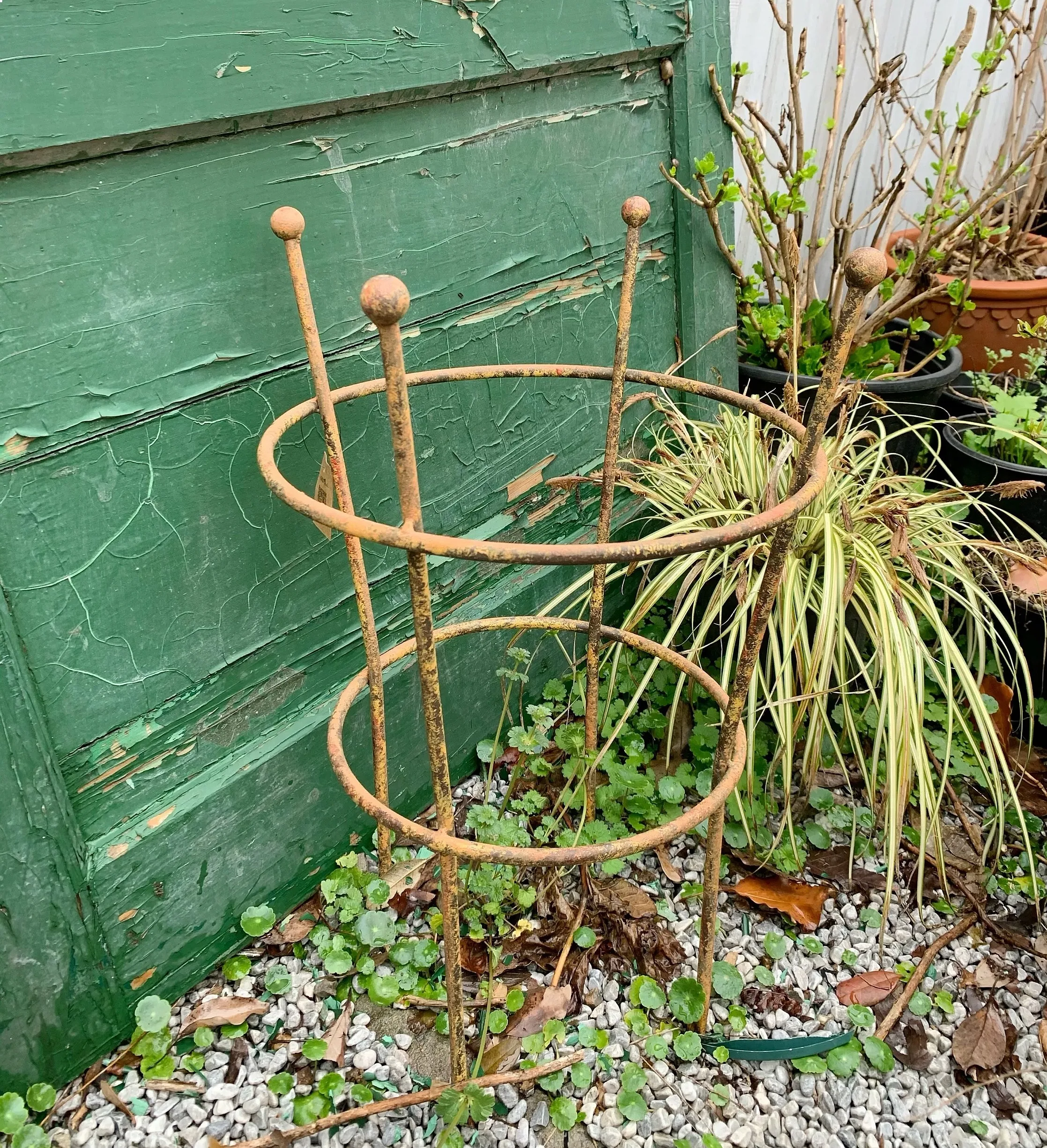Decorative Garden Spiral Plant Support Stake Set Rustic Metal Trellis for Climbing Vines