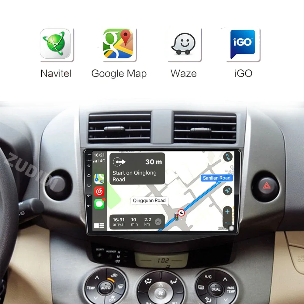 9 "أندرويد 16 راديو السيارة لتويوتا RAV4 Rav 4 2005-2013 مشغل وسائط متعددة 2Din Carplay DSP الملاحة GPS 4G صافي واي فاي ستيريو DVD #4