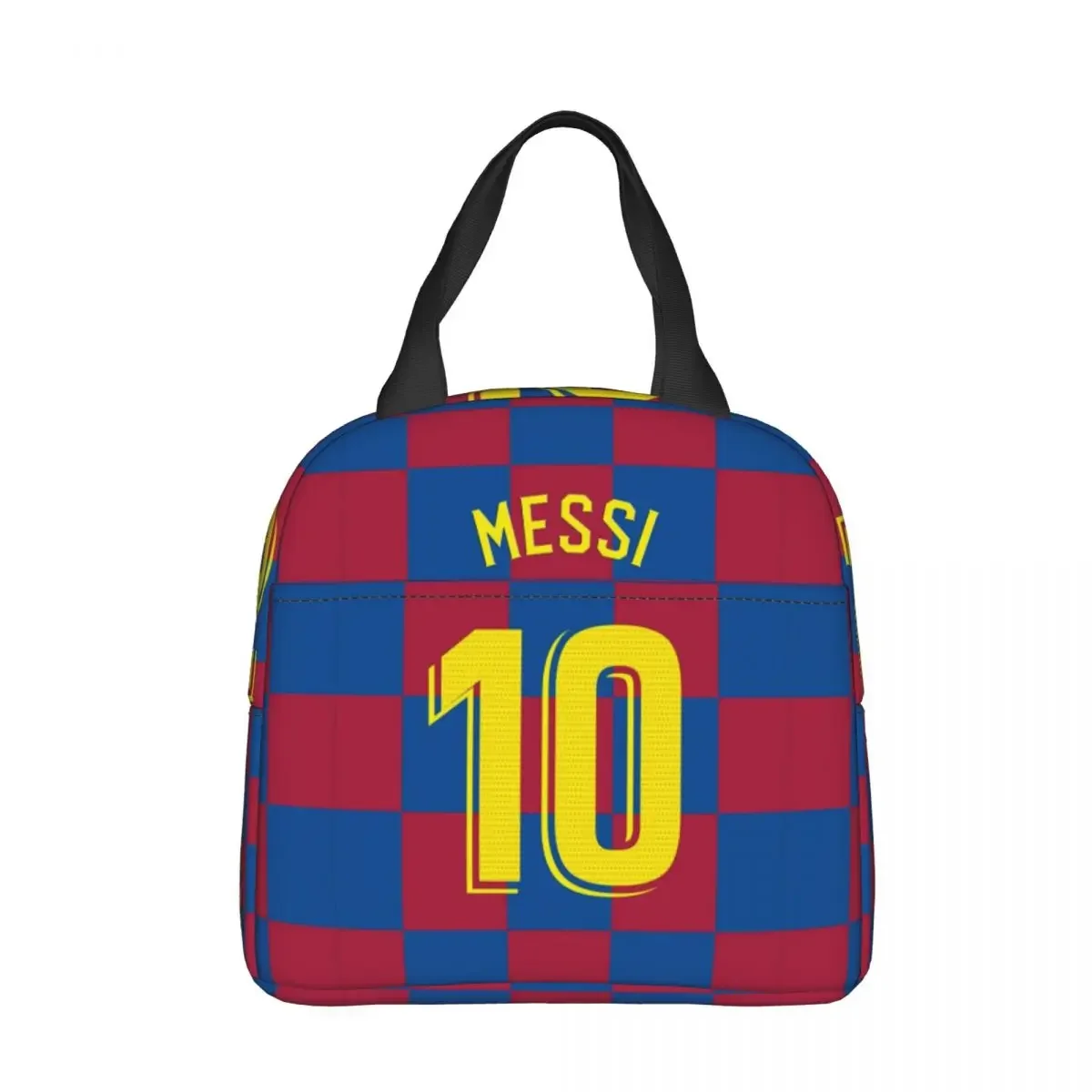 Messis 10 Checker Insulated Lunch Bags Cooler Bag Reusable Argentina Football Leakproof Tote Lunch Box for Men Women Picnic