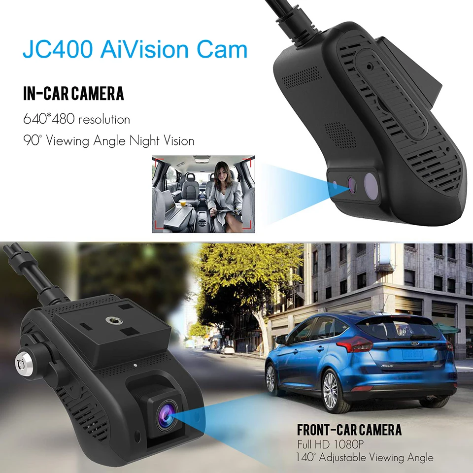 JC400P DVR 4G Dash Cam Wifi Hotspot Built-in Dual Car Camera 1080P Night Vision Remote  Live Video GPS Tracking With App