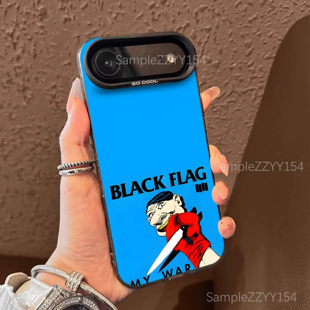 حافظة هاتف My War بعلم أسود لهاتف iPhone 17,16,15,14,13,12,X,8,Pro,Max,Plus,E,SE4,Air,Mini Black IMD Matte