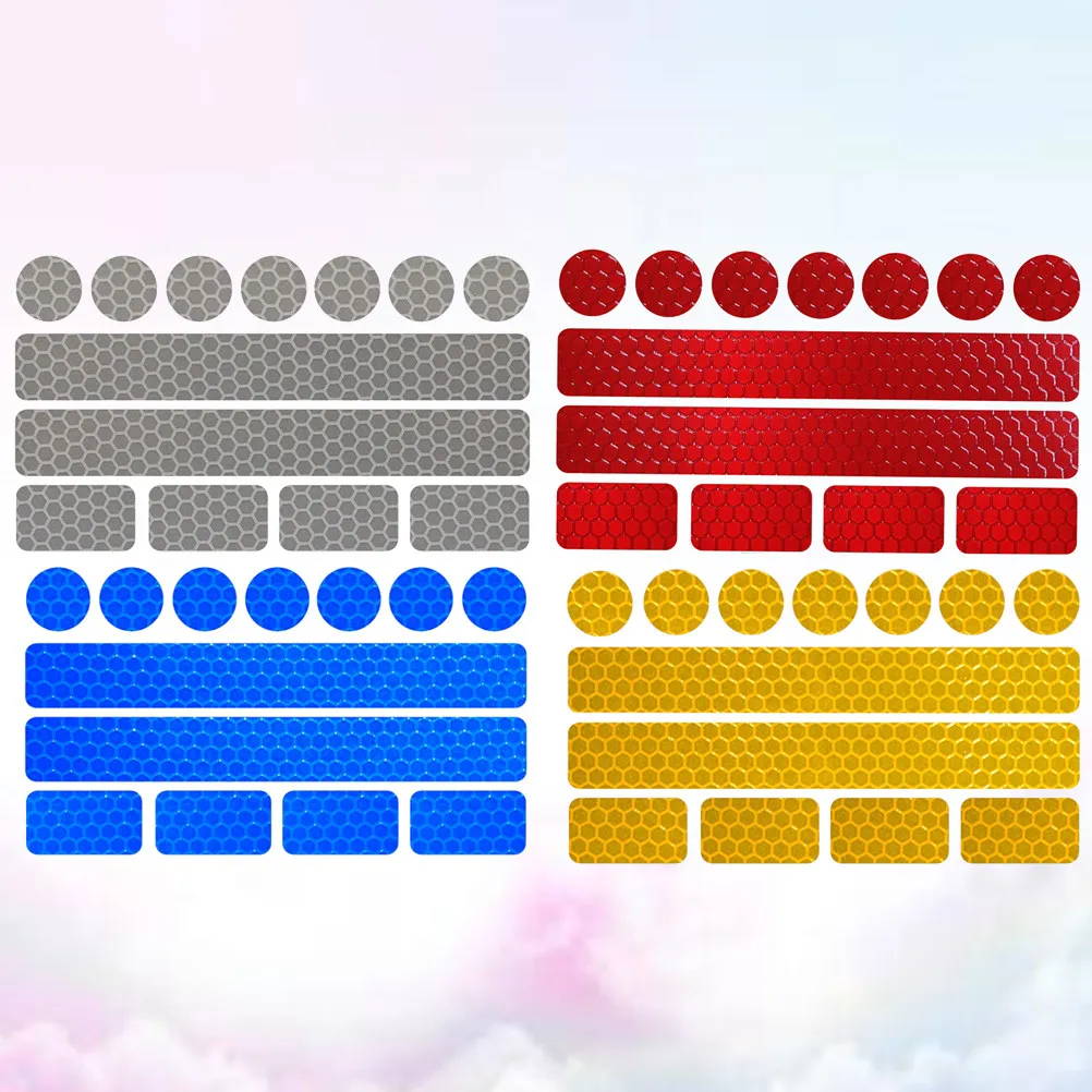 4Pcs Heavy-Duty Reflective Stickers Strong Sticky Weatherproof Safety Tape for Cars Motorbikes Bikes Luggage Pet Vests Kids