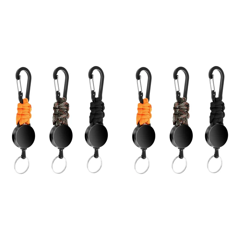 N01R-6Pack Retractable Keychain Heavy Duty Retractable Lanyard Badge Holder Retractable Clip Retractable Key Ring Key Holder