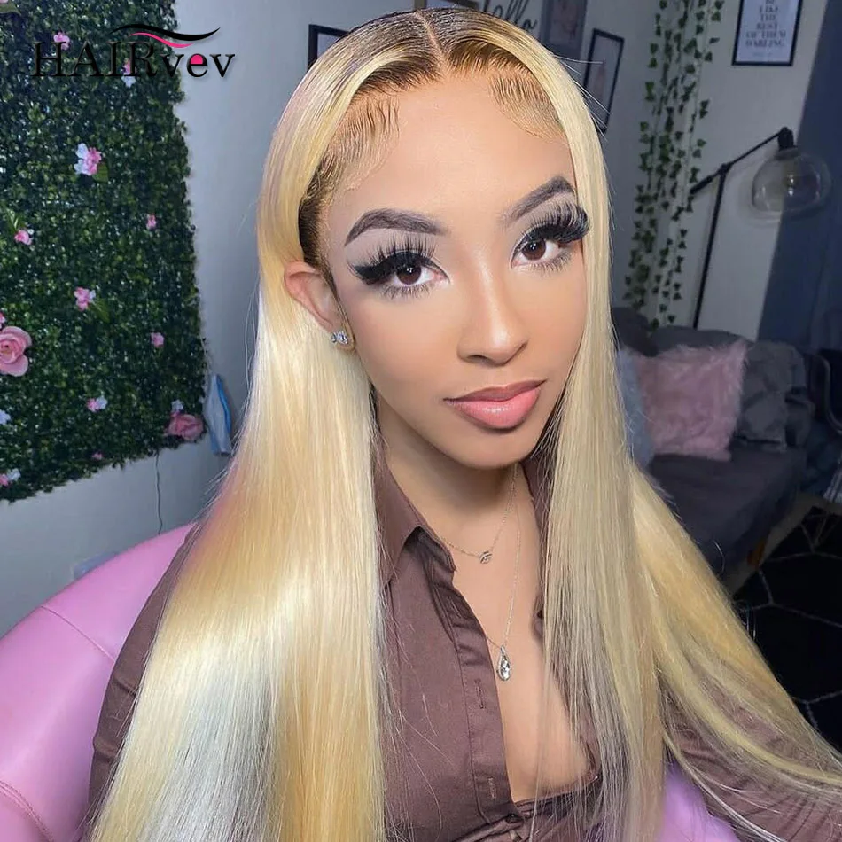 Ombre 1B613 Blonde Wig Straight Honey Blonde Lace Front Wig Brazilian Human Hair Wigs For Women Pre Plucked 1b/613 Full Lace Wig