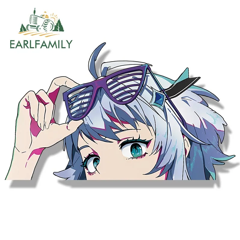 EARLFAMILY Gothic Punk Girl Peek Car Sticker Cartoon Anime Waifu Sketch Fanart Decal JDM Funny Peeker Stickers Car Graphics view 6