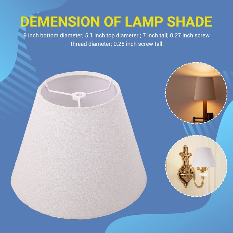 【Hot Cake】Lamp Shade Linen Fabric White Lamp Shade Small 5 Inch Top Diameter X 9 Inch Bottom Diameter X 7 Inch Tall (White With