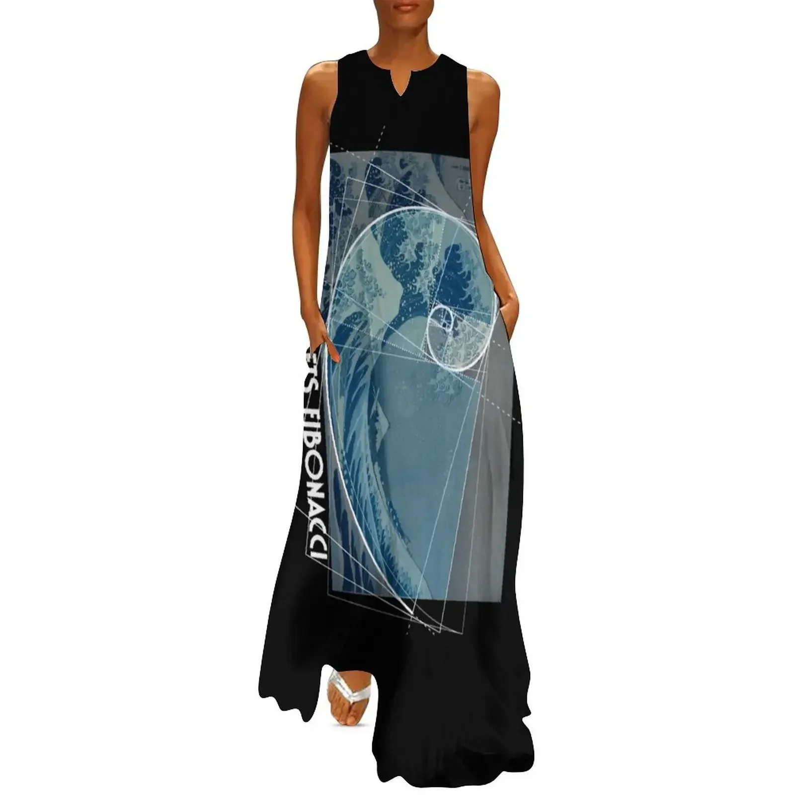 

Hokusai Meets Fibonacci, Golden Ratio #2 Long Dress Party dresses Dress