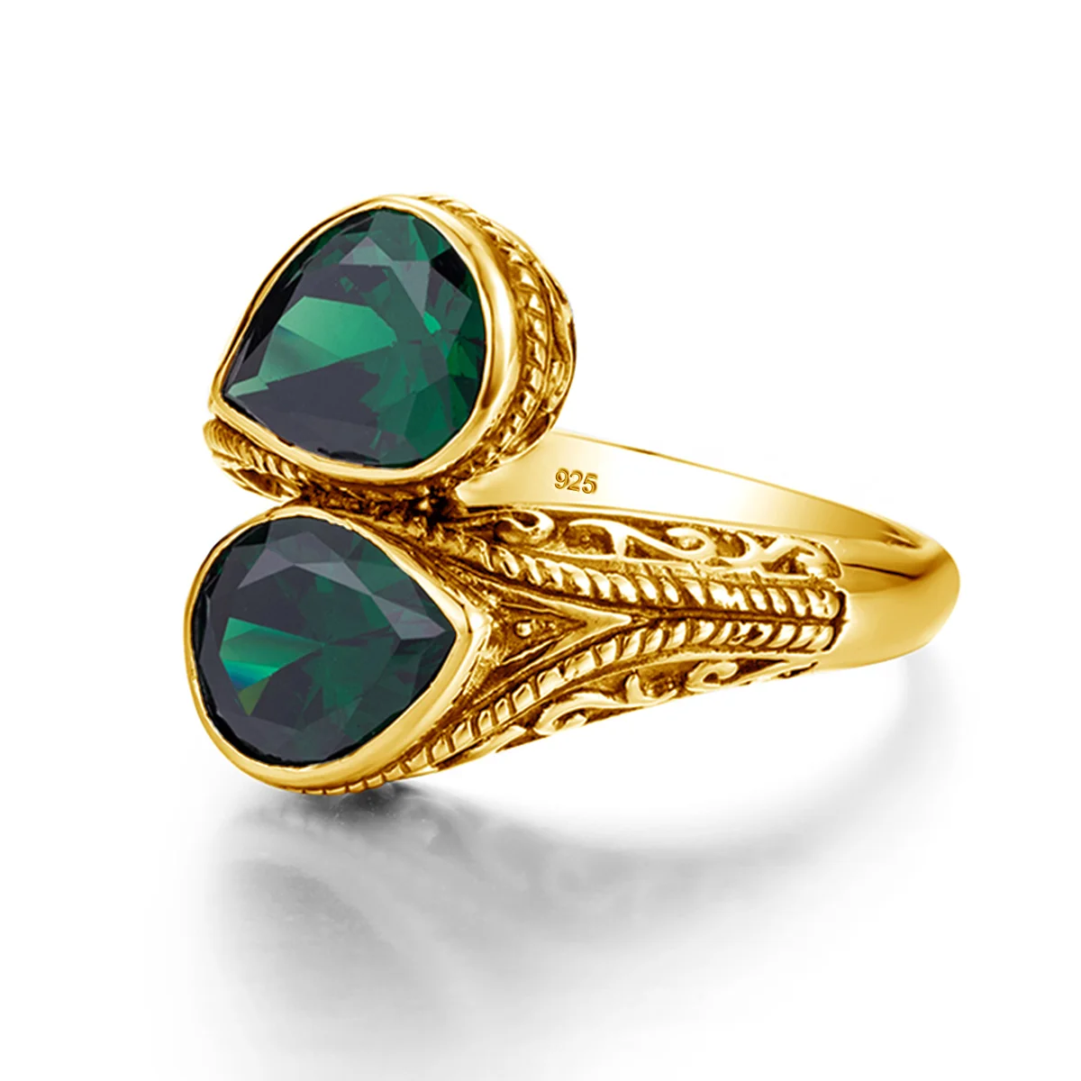 Trending Water Drop Green Emerald Rings For Women Gold With Stones Luxury Designer Unqiue Jewelry Accesories Wedding Party Gift