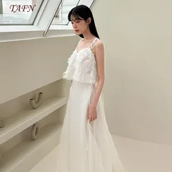 TAFN A-line Wedding Dresses Spaghetti Straps Floor-Length Korea Bridal Gown Photo Shoot Custom Made ウエディングドレス Customized