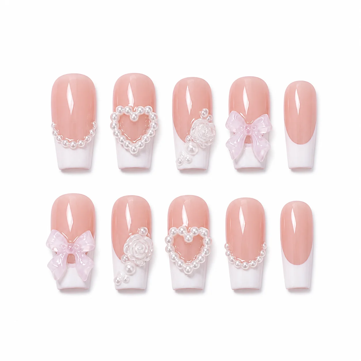 White Butterfly Press-On Nails, 48 Pcs Reusable False Nails, Easy Remove Fake Nails for Women DIY Manicure
