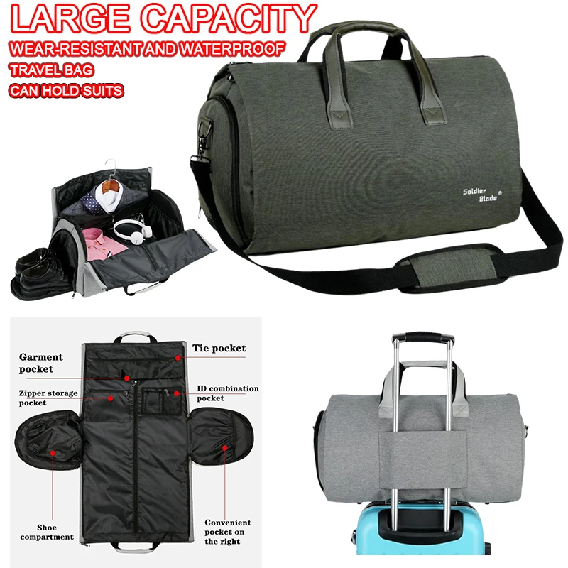 Luggage Bag Multifunctional Men's  Waterproof Travel Duffle Bag with Wet Dry Separation Single Shoulder Crossbody Suit Hand Bag