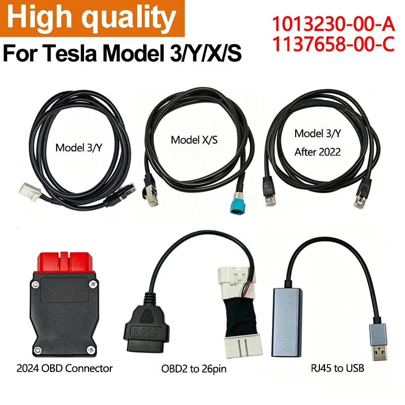 1137658-00-C 1013230-00-A Car Diagnostic Ethernet Cable For Tesla Model 3/Y/S/X Vehicle Programming Repair Connector