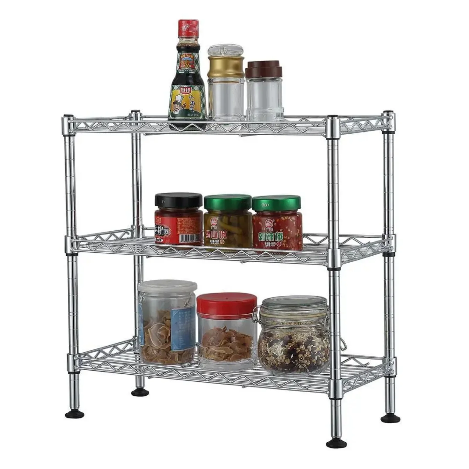 

17.72" H 3 Tier Adjustable Storage Shelving Unit Metal Organizer Wire Rack Shelf