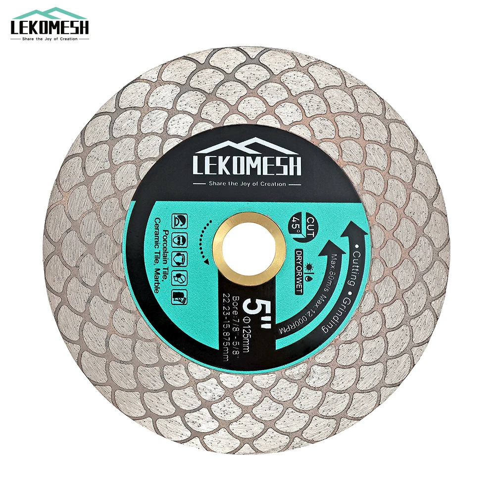 LEKOMESH 1pc Dia 115/125mm Diamond Cutting Disc Cutting Grinding for Ceramic Pocelain Tile Marble Fan Shaped Diamond Saw Blade