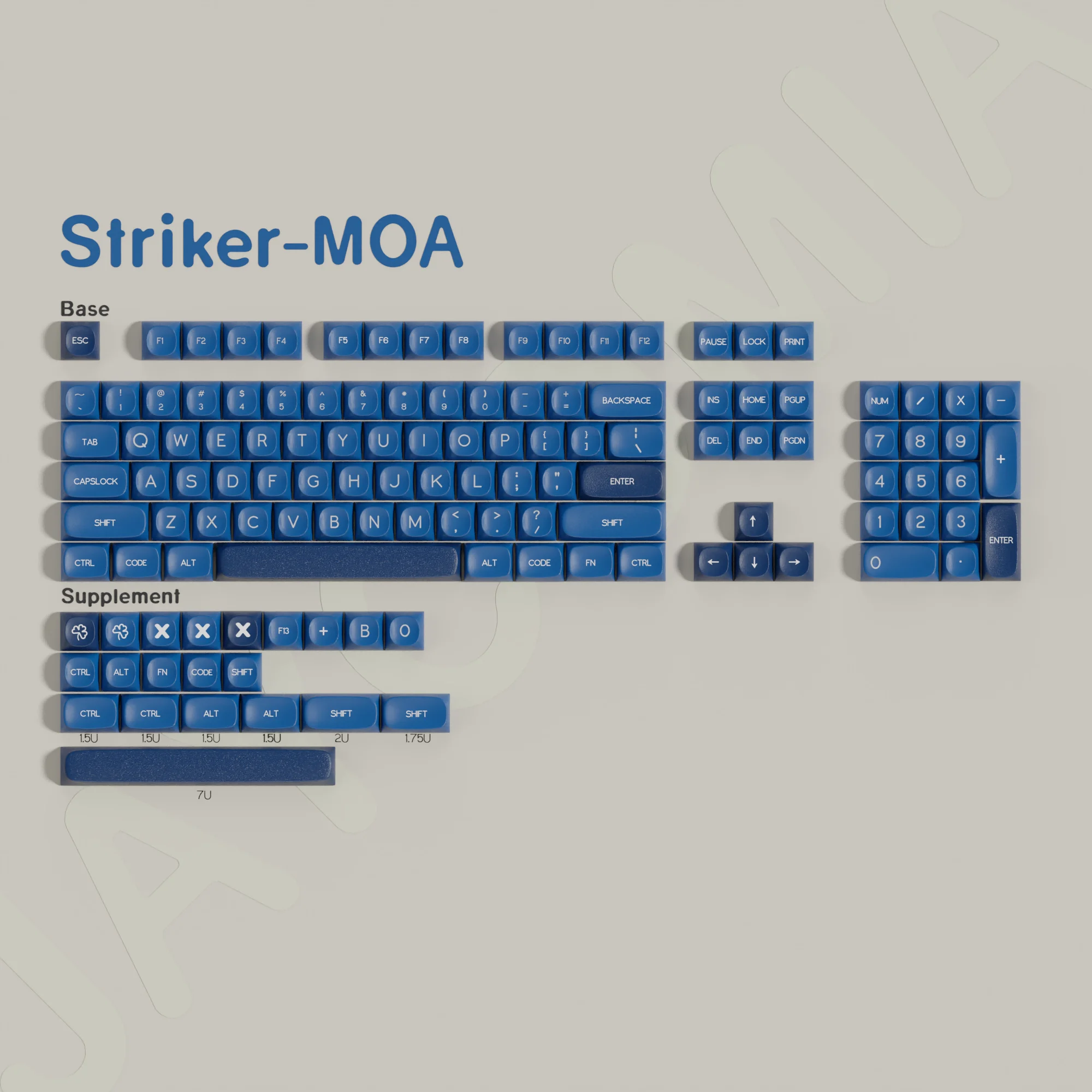 Striker MOA Profile PBT Material Alice 7u Space Bars Big set Key Caps For Mechanical Keyboard Wooting Hi75 MX Switch