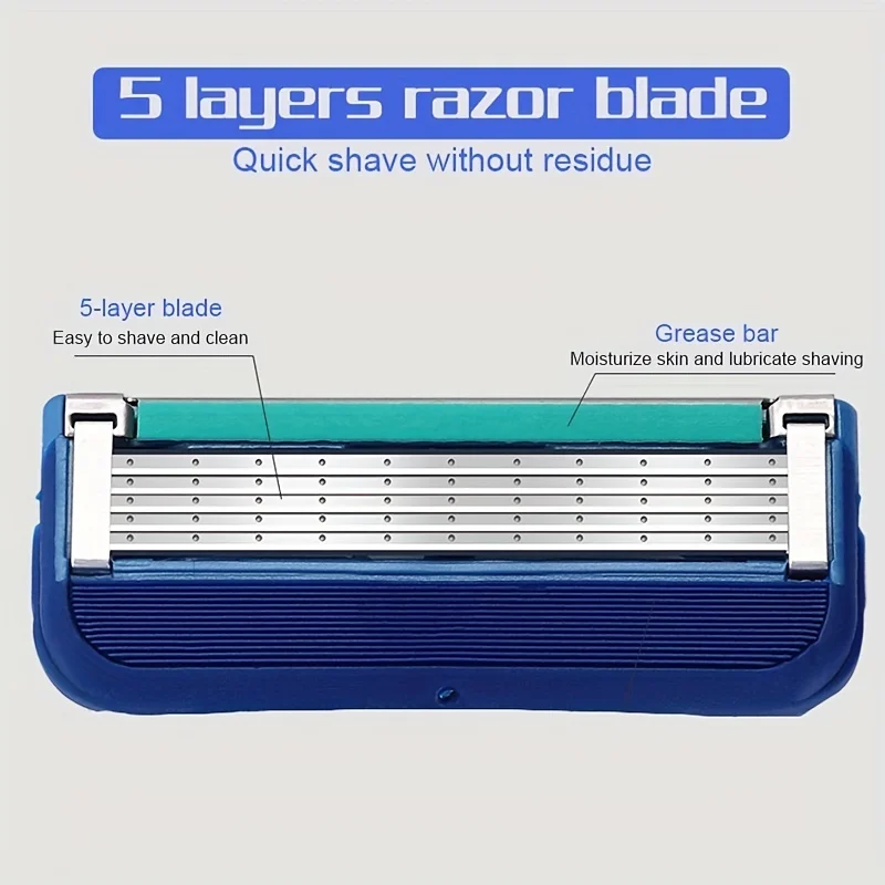Razor Shaver for Men, Premium Shaving Shaver, 5-Layer Razor Face Beard Hair Comes with Replaceable Blades, 5-Layer Refills