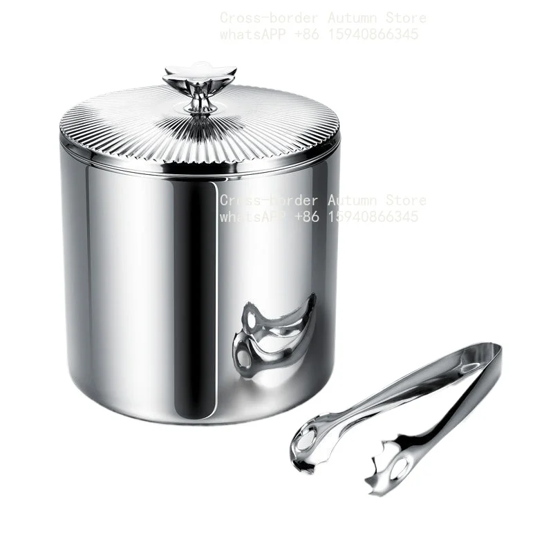 Light Luxury Double Ice Bucket Ice Cube Storage Bucket Stainless Steel Commercial Creative Champagne Bucket Red Wine Chilled