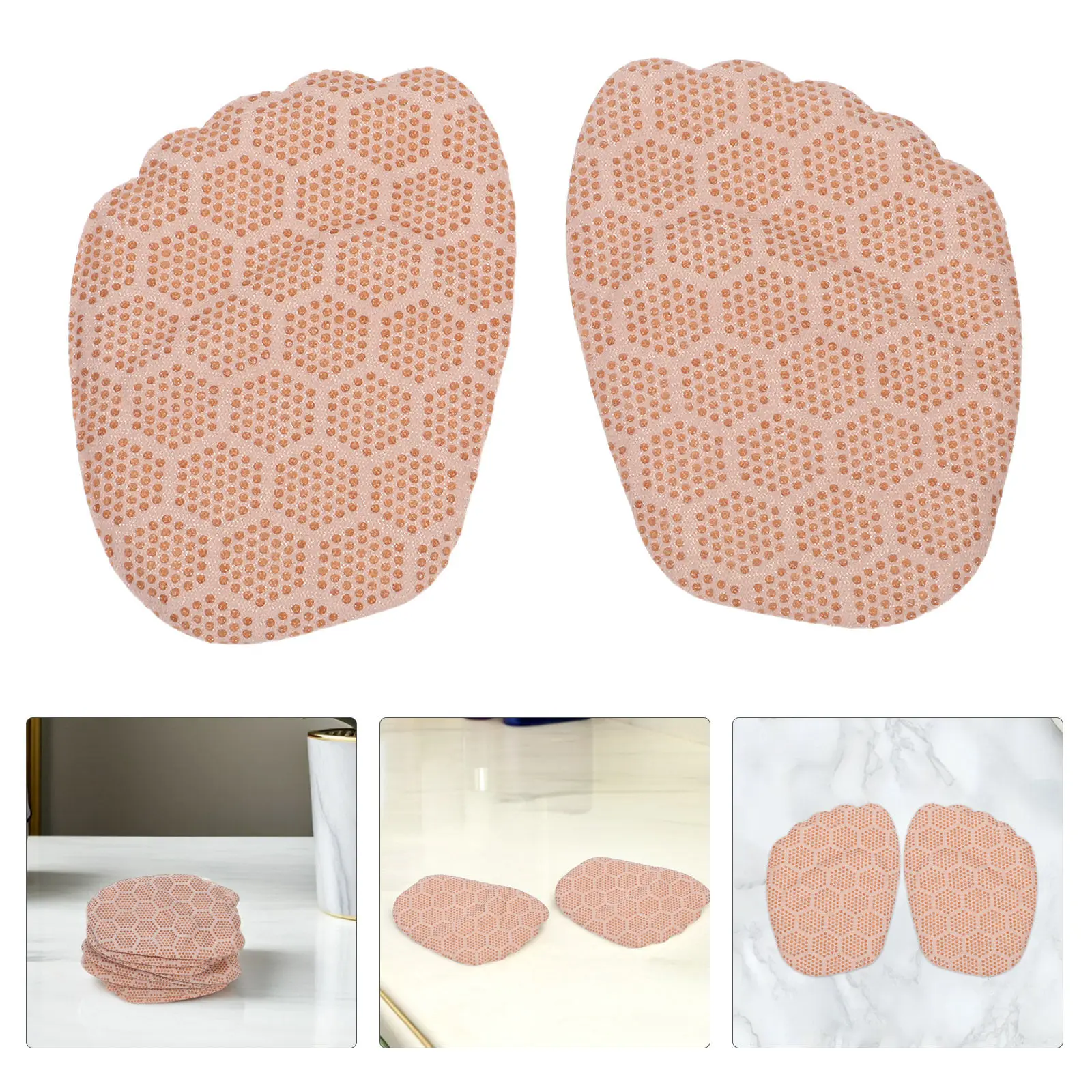 

4 пары самоклеящихся бежевых амортизирующих подушечек для передней части стопы (метатарзальных зон) для женской обуви на высоком каблуке для комфорта