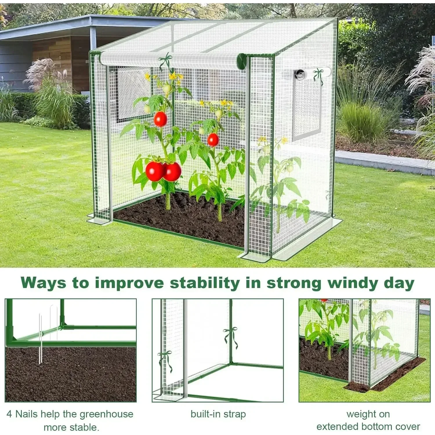 47.2”(L) x31.5”(W) x47.2”(H) Greenhouses for Outdoors, Durable Green House Kit with Window, Thicken PE Cover