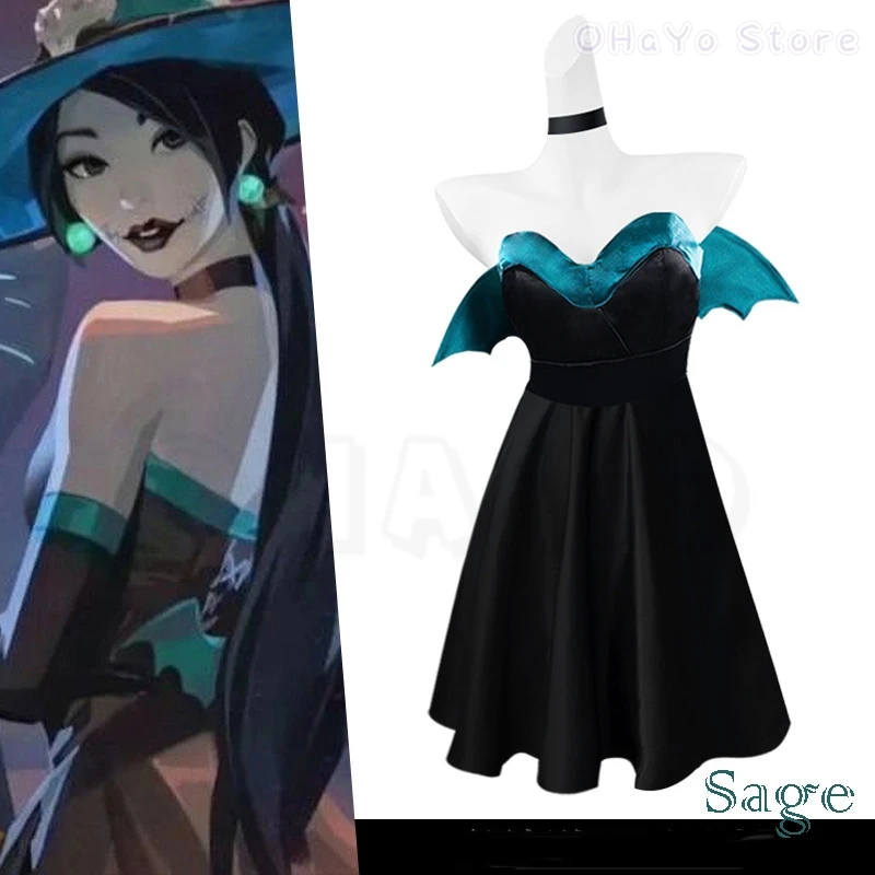 

Game VALORANT Sage Cosplay Costume Wig Suit Girl Women Sexy Suit Fancy Halloween Outfit Cosplay Party Dress Anime Game Roleplay