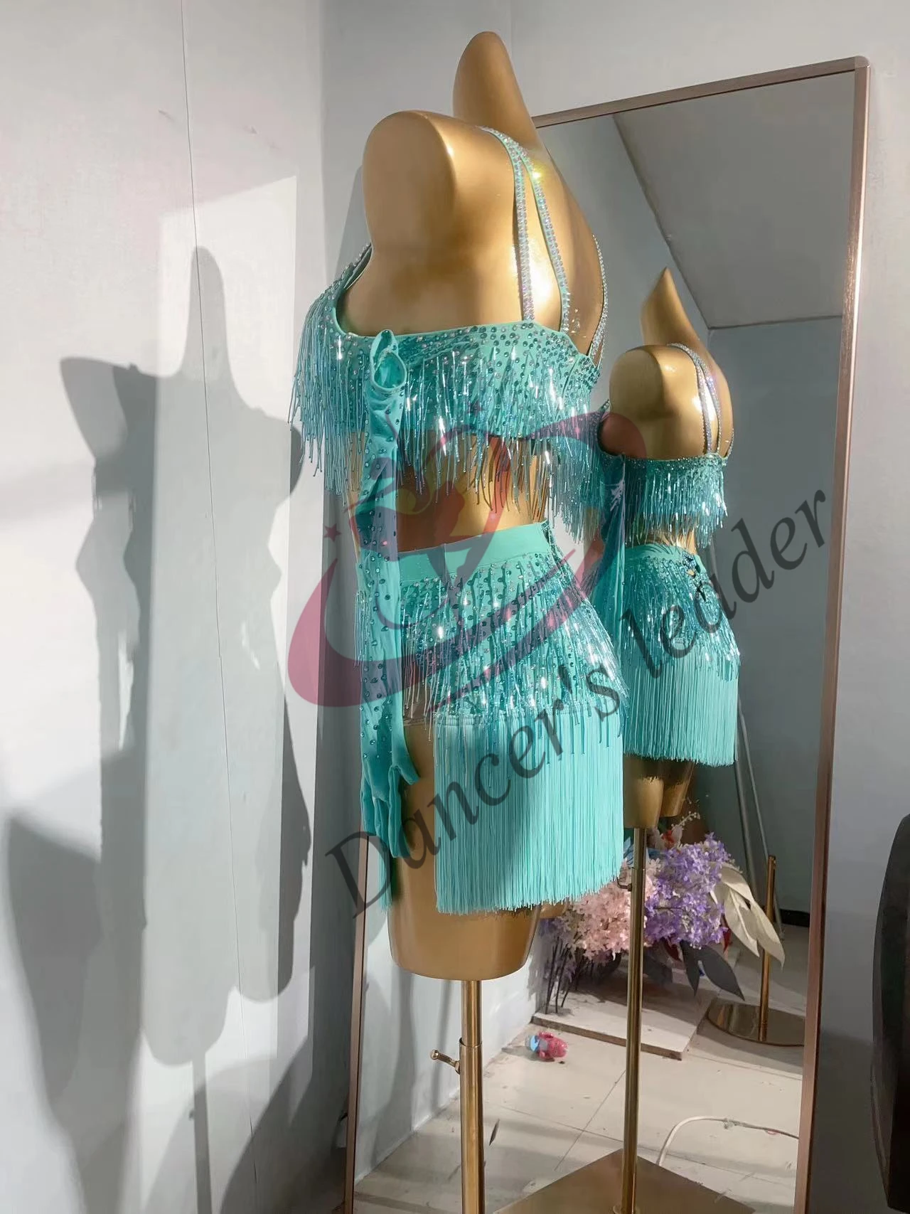 ラテンダンスドレスハイエンドカスタマイズされた夏限定スプリットフルダイヤモンドダンスドレスチャチャタンゴステージ専門服