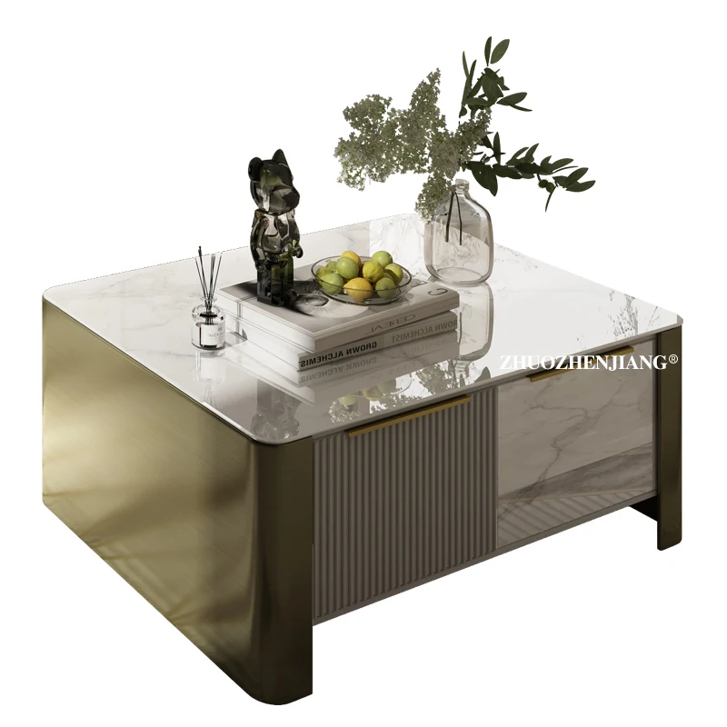 Light Luxury Wind Rock Plate Tea Table TV Cabinet Combination Pos