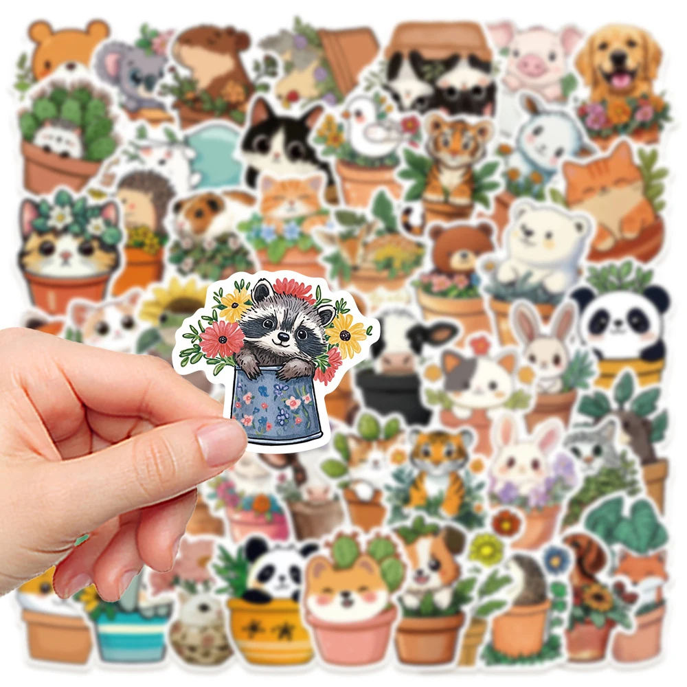 10/30/50 個面白い植木鉢動物クリエイティブステッカー防水落書き荷物オートバイギターかわいい漫画ステッカーデカール