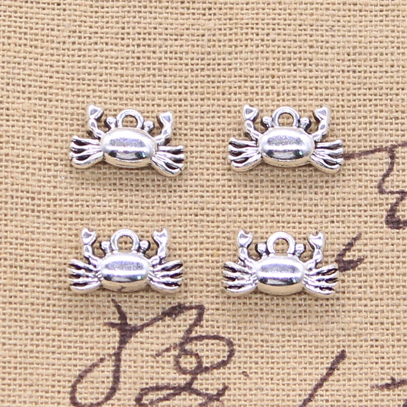 20pcs Charms Crab 8x14mm Tibetan Silver Color Pendants DIY Antique Making Handmade DIY Findings Crafts Jewelry