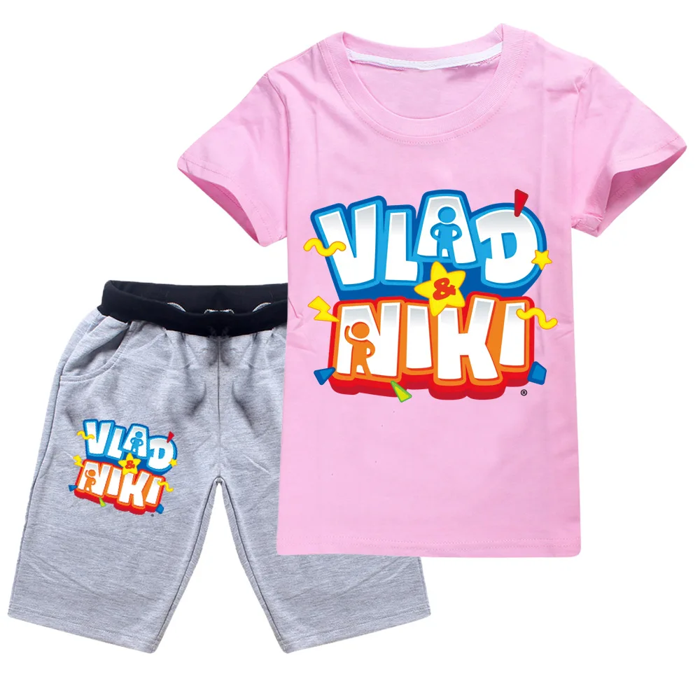 Conjunto de ropa para niños Vlad niki, camiseta + Pantalones cortos, ropa de verano de algodón, chándal informal de dibujos animados para bebés y niñas