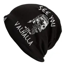 See You Valhalla Viking Men Women Thin Beanies Outdoor Ski Cap Double Layer Fabric Bonnet Hat