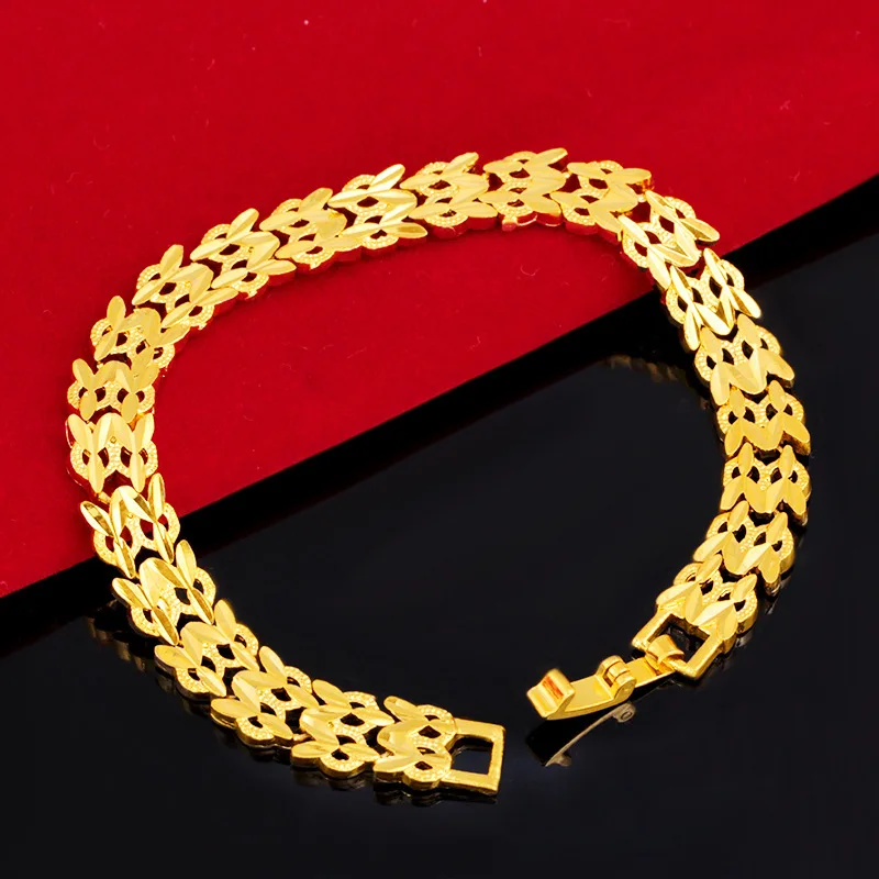 Bright Luster Fashion Double Row Bracelet For Women 24K Gold AU999 | Shiny and attractive, full of temperament