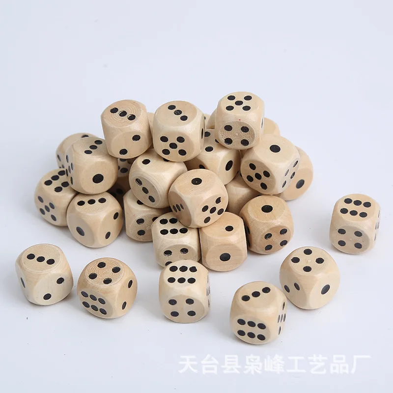 20pcs/set Wood Point Digital Dice 16mm Dice Set Wooden Cubes Round Coener Number Dice For Kid Toys Board Games DIY