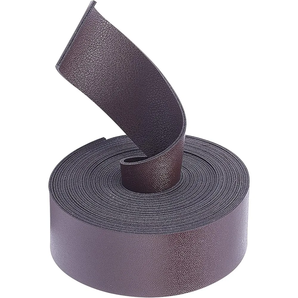 Double Sided Leather Straps Strips Coffee 118 Inch Long 1.18 Inch Wide Cowhide Leather Wrap Flat Cord for DIY Bag Making Kit