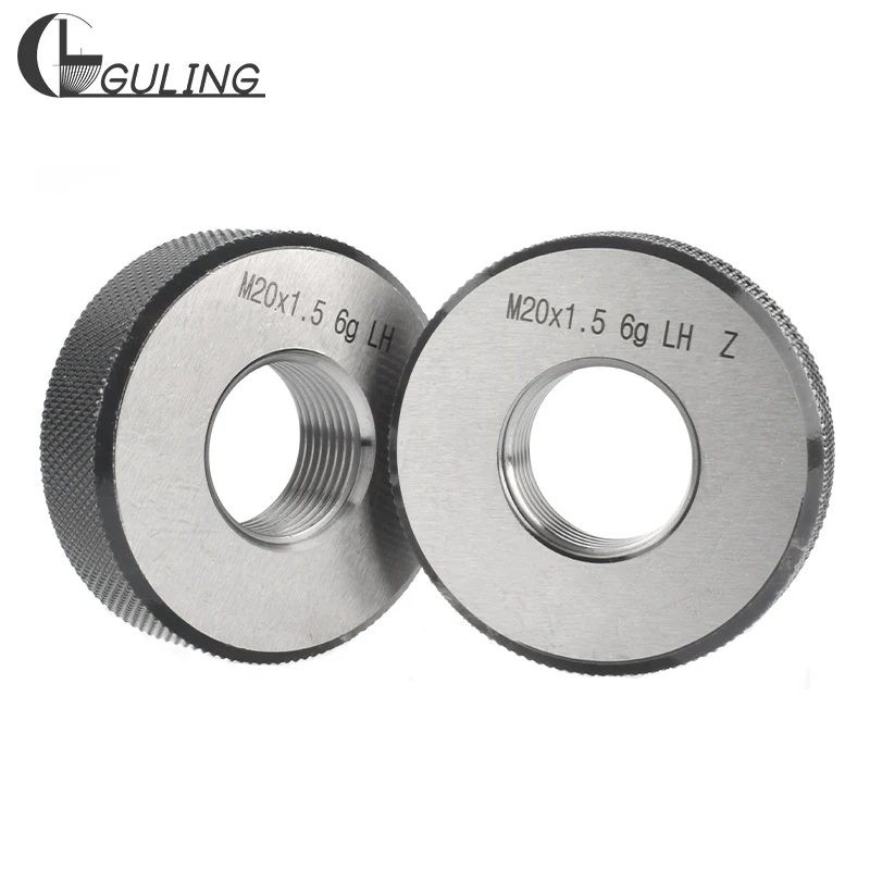 GULING 1SET(1*GO+1*NOGO) 6g Left Hand Thread Ring Gauge M48-M55 Metric Left Fine Tooth Precision Gage Pitch Thread Test Tool