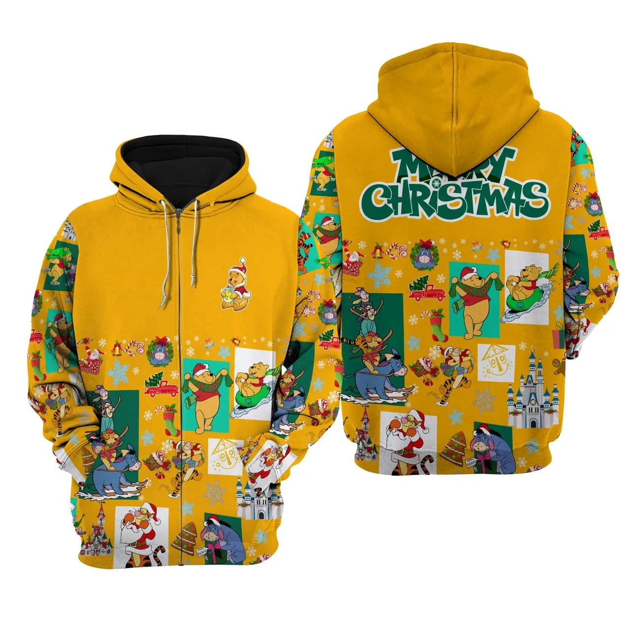 

Winnie the Pooh Christmas 3D Hoodie Unisex Fashion Clothing Disney Christmas 3D Hoodie Casual Zip Zip Sweatshirt