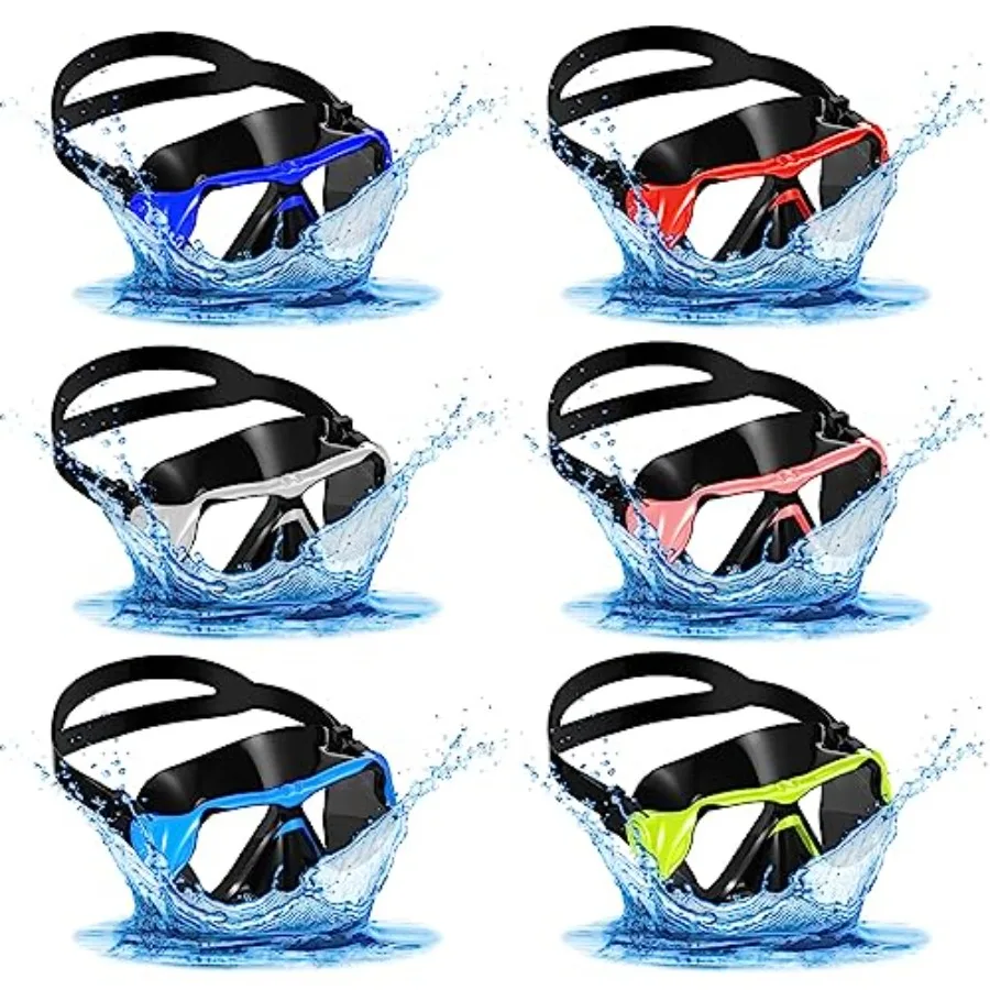 

6 Pcs Adult Swimming Goggles with Nose Cover for Women Men Swim Mask Pool Goggles Tempered Glass Anti Fog Snorkel Dive Mask Gla