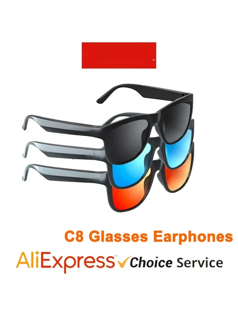 High Battery LifeC8 Glasses Earphone Wireless Bluetooth 5.0 Headphone Light Weight Sunglasses Earbud HiFi Stereo Driving Headset