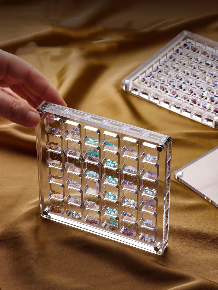 36/64/100 Grids Nail Art DIY Rhinestone Diamond Storage Box HD Acrylic Box For Nail Crystal Accessories Jewelry Manicure Tools