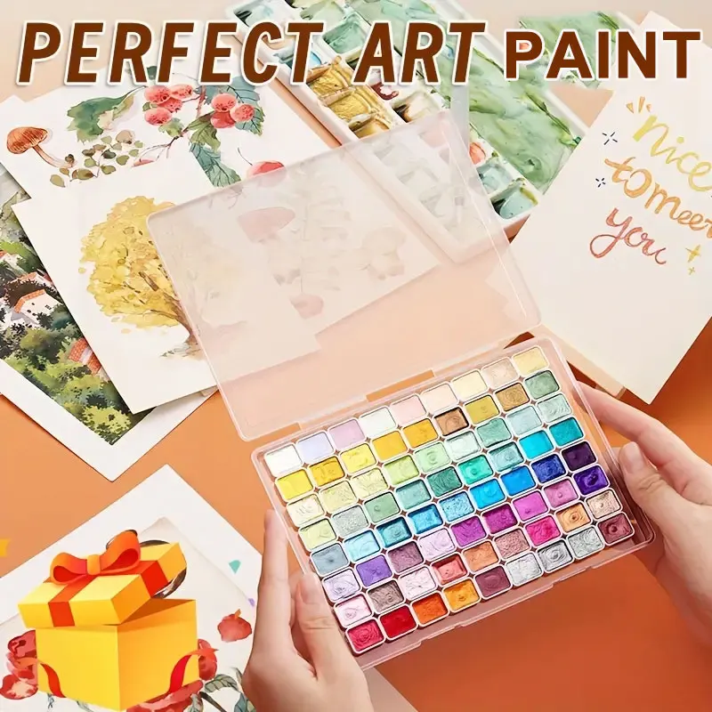 20/24/60/72-Color Pearlescent Watercolor Paint- Intense Sparkle, Professional Coverage, Light Fastness - Glitter Solid Pigments