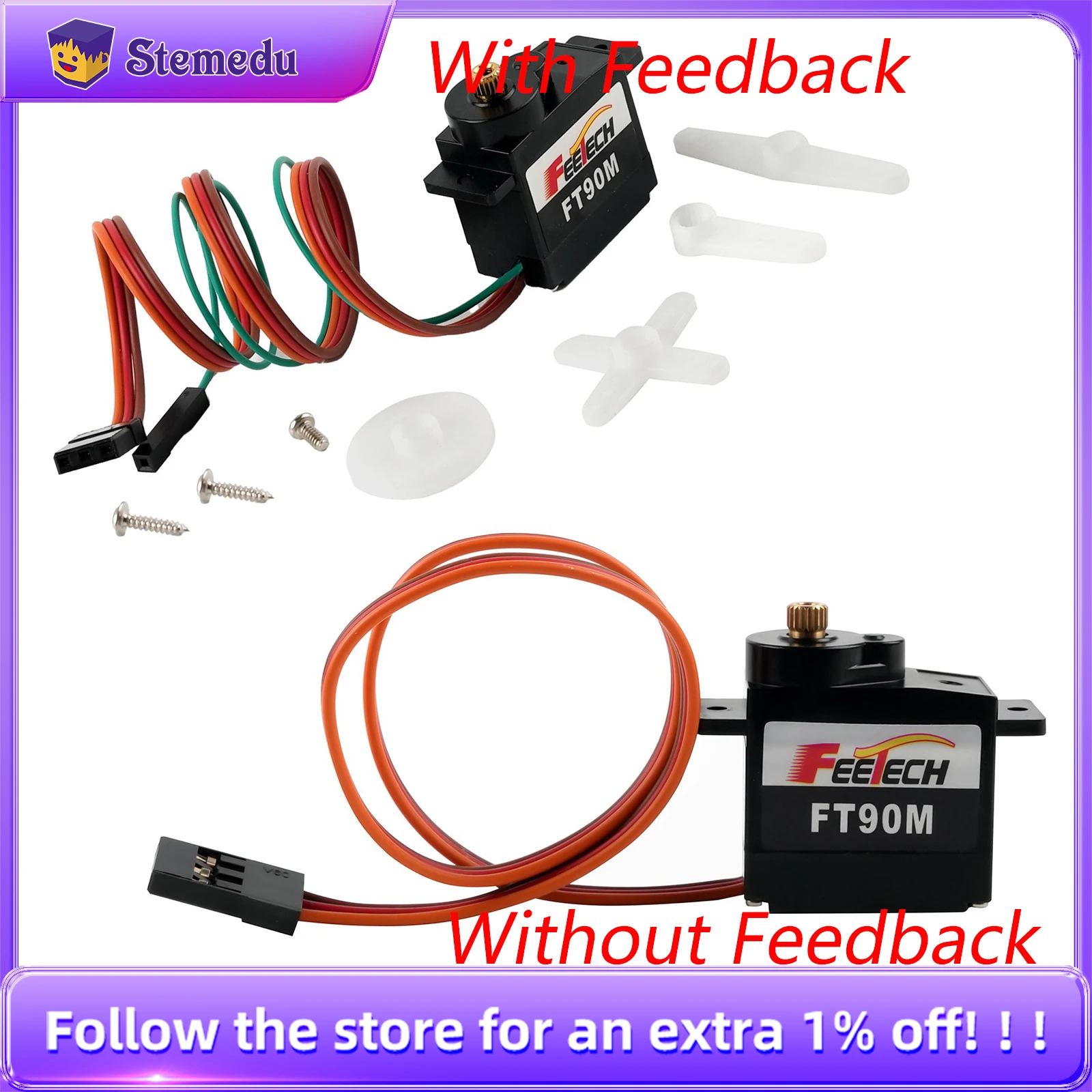 Feetech FT90M Mini 180 Degree Angle 2kg Torque Micro Robot RC Servo Motor for Automatic Curtain/Smart Lock/Airplane Servos