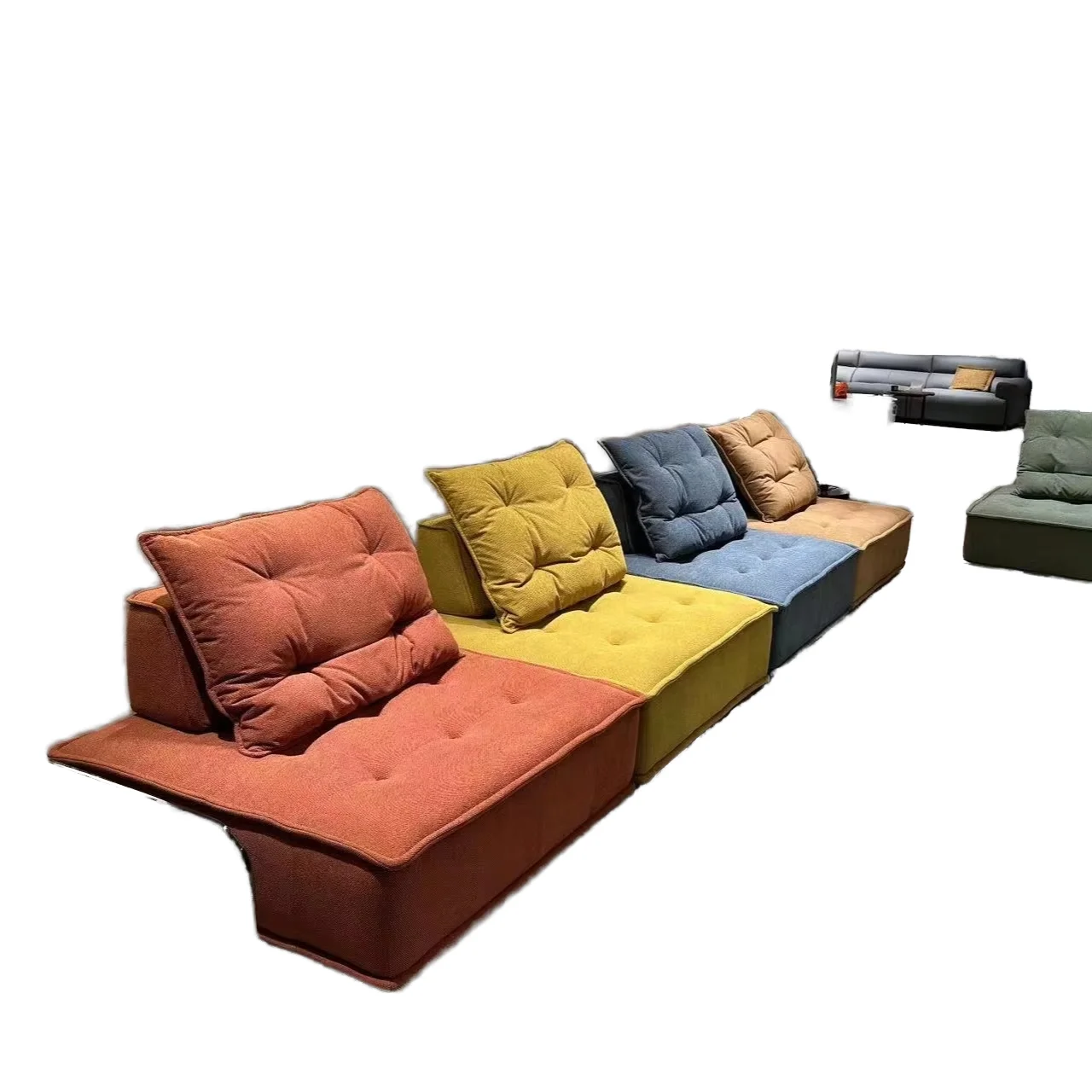 #Morden Cloud Modular Compression Sofa Luxury Nordic Curved Lounge Furniture for Villa Fabric Material
