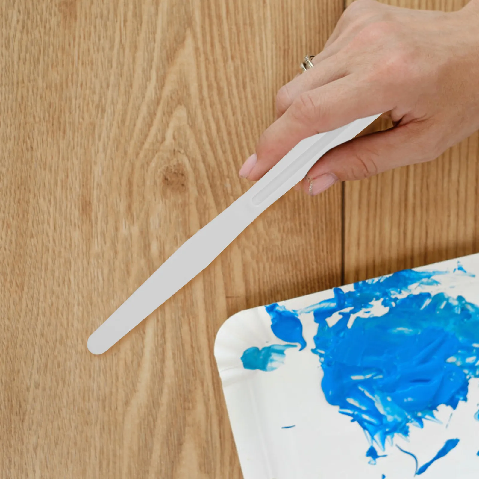 1Set Plastic Oil Painting Scraper Tools Ergonomic Handle Mixing Spatulas Pigment Stirring Canvas Painting Supplies