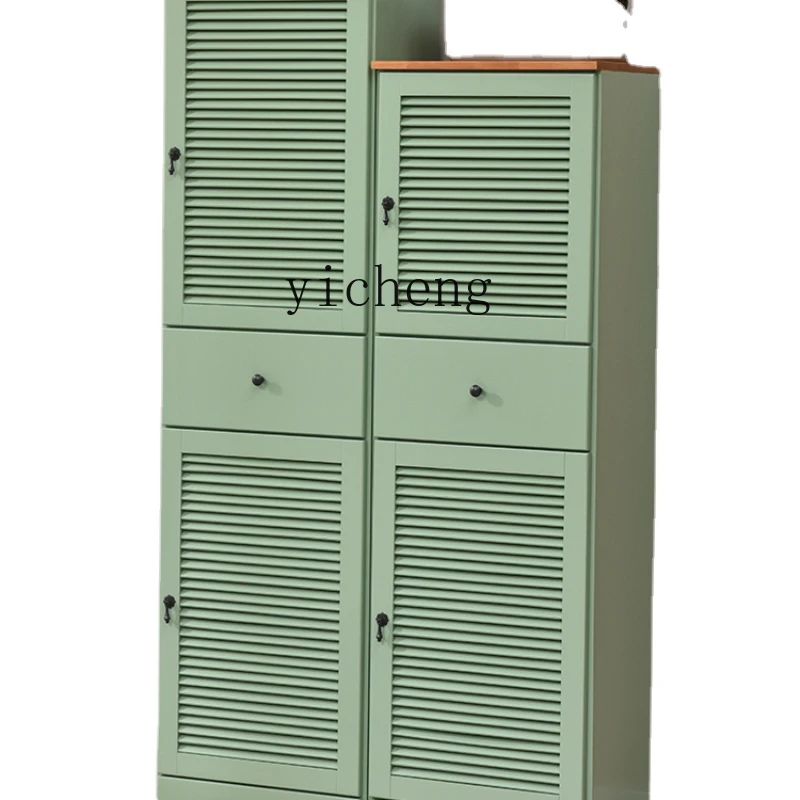 Zk Mediterranean Solid Wood Shoe Cabinet Simple Modern Hallway Entrance Elevator Door Storage Single Door Shoe Cabinet