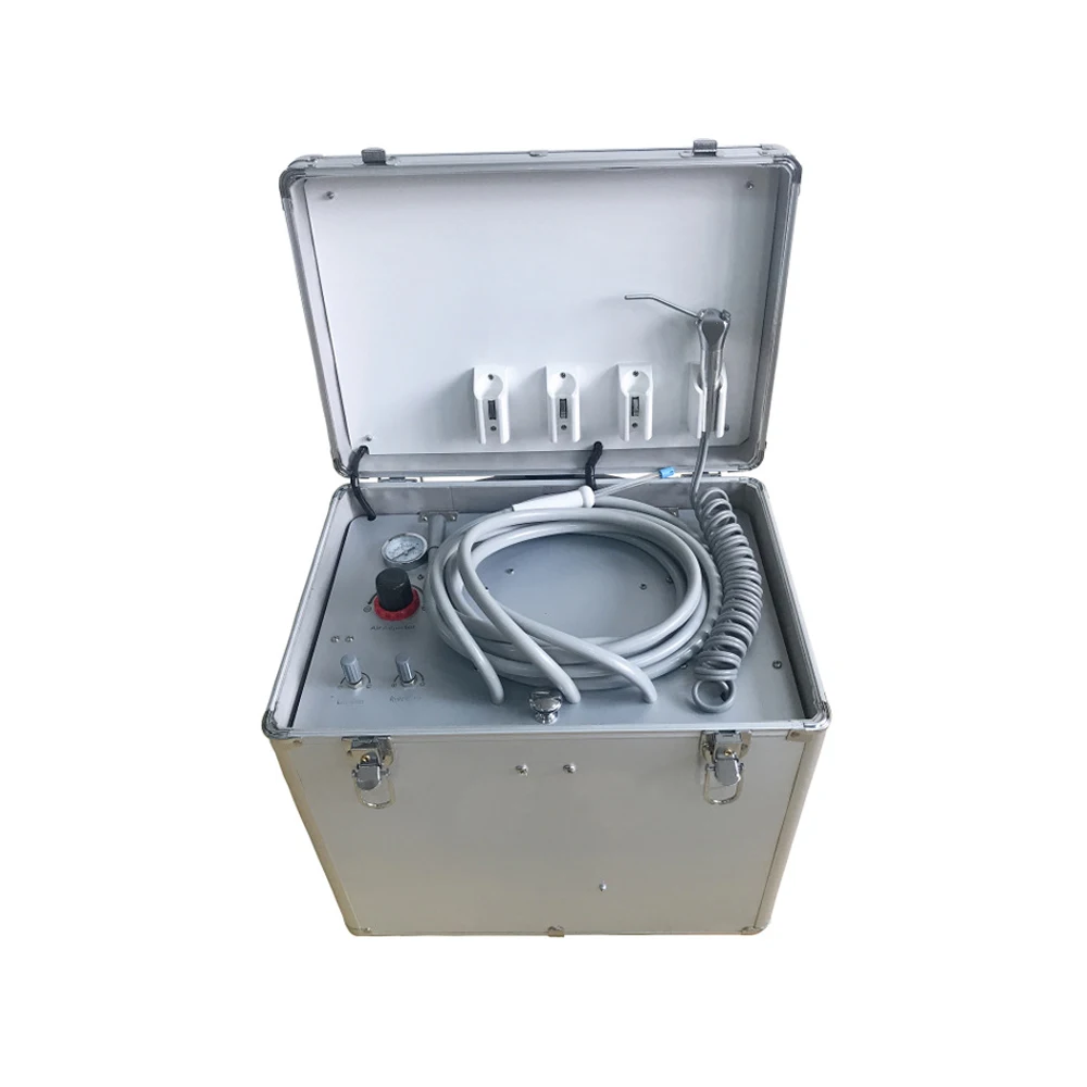 Portable Dental Unit with Oilless Air Compressor with Three Way Syringe Oilless Air Compressor Water bottle Suction System