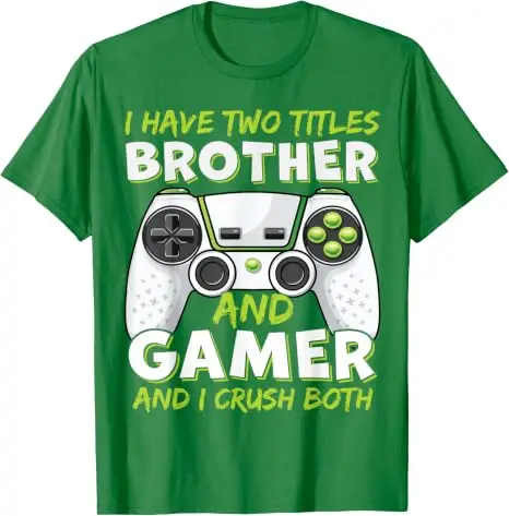 Ich habe zwei Titel: Bruder und Gamer, und ich bin in beiden hervorragend – T-Shirt mit Humor, lustige T-Shirts für Männer und Jungen, Gamer-T-Shirts mit Videospiel-Motiven. – Detail 10