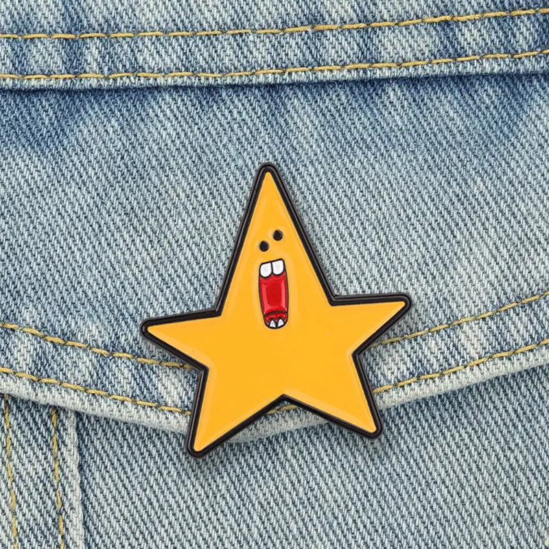 Screaming Yellow Star Enamel Pins Cartoon Memes Brooches Lapel Badge Fun Jewelry Accessory Gifts For Kids Friends